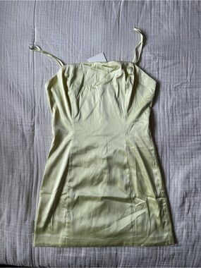 ARITZIA Light yellow Satin Slip Dress with Spaghetti Straps